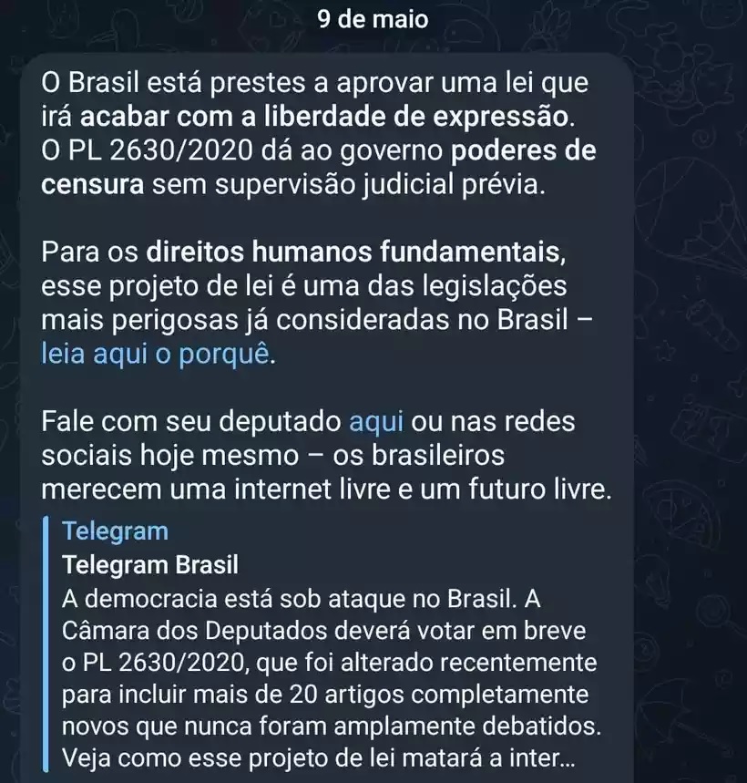 Telegram Faz Campanha Contra PL Das Fake News E Cita Censura